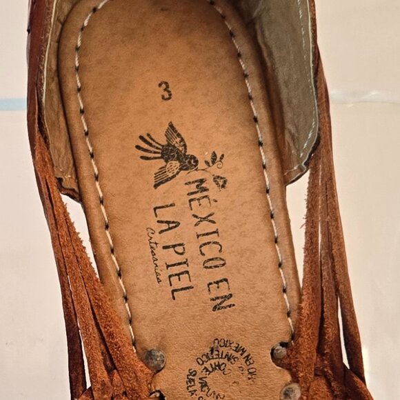 MEXICO EN LA PIEL Women's  Huarache Sandals/Wedge, Closed Toe Sz: 6 Tan - Picture 11 of 15